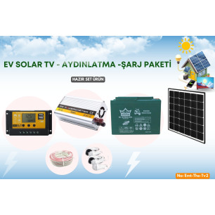 Ev Solar TV & Aydınlatma Şarj Paketi | Güneş Enerjili Elektrik Sistemi Tv2 Ev Solar TV & Aydınlatma Şarj Paketi | Güneş Enerjili Elektrik Sistemi Tv2